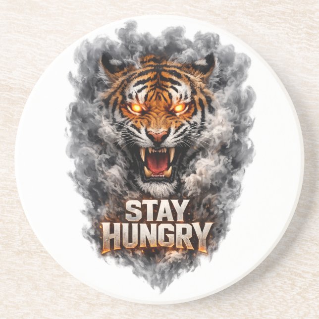 Porta-copos Stay Hungry Tiger Motivation Design (Frente)