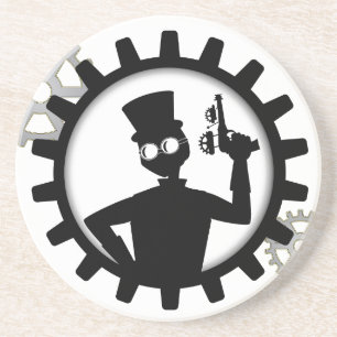 Porta-copos Steampunk Man Segurando Uma Arma Em Gear