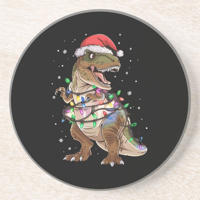 Porta-copos Suéter De Natal Dinossauro T-rex Árvore De Natal D (Frente)
