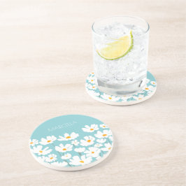 Porta-copos Summer White Cosmos Flowers Nome Personalizado