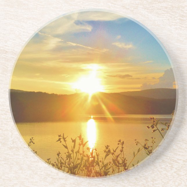 Porta-copos Sunset no lago de montanha (Frente)