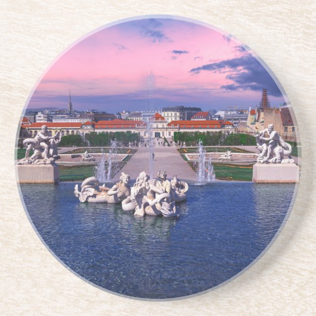 Porta-copos Sunset over fountain em Viena (Frente)