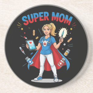 Porta-copos Super Mãe Enfermeira Super-Heroína Tipografia