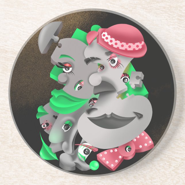 Porta copos Surreal Quebra-cabeça Faces (Frente)