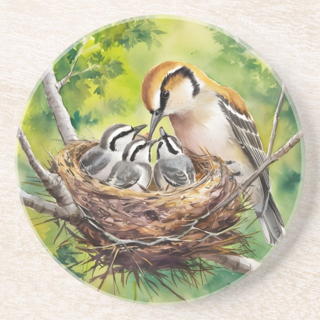Porta-copos Sweet bird nest painting (Frente)