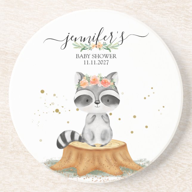Porta-copos Sweet Raccoon Forest Baby Shower (Frente)