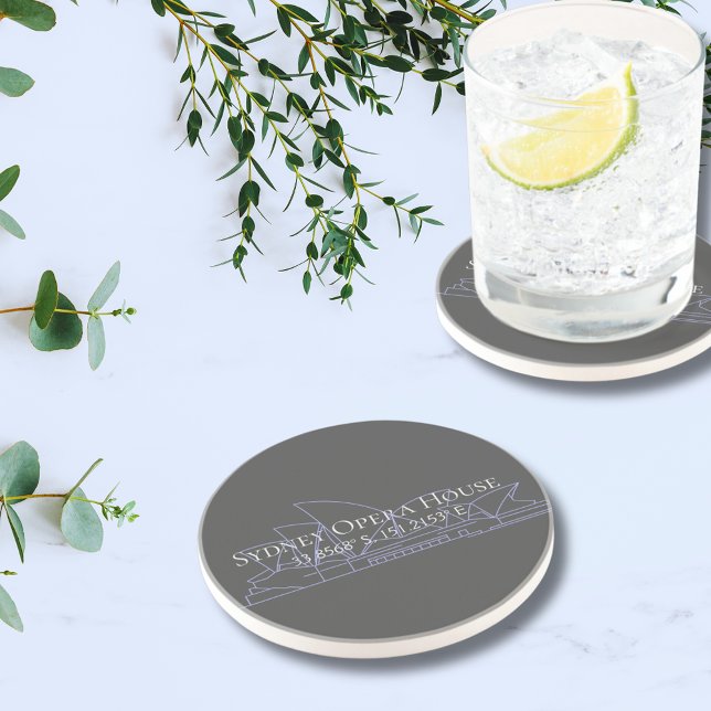 Porta-copos Sydney Opera House Latitude Longitude (Criador carregado)