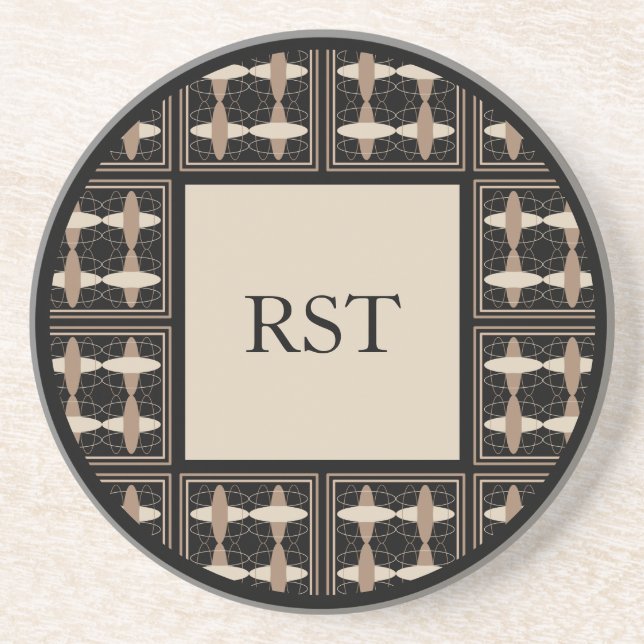 Porta-copos Tan em Iniciais Pretos (Frente)