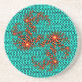 Porta-copos Teal Black Abstract Mandala Pattern