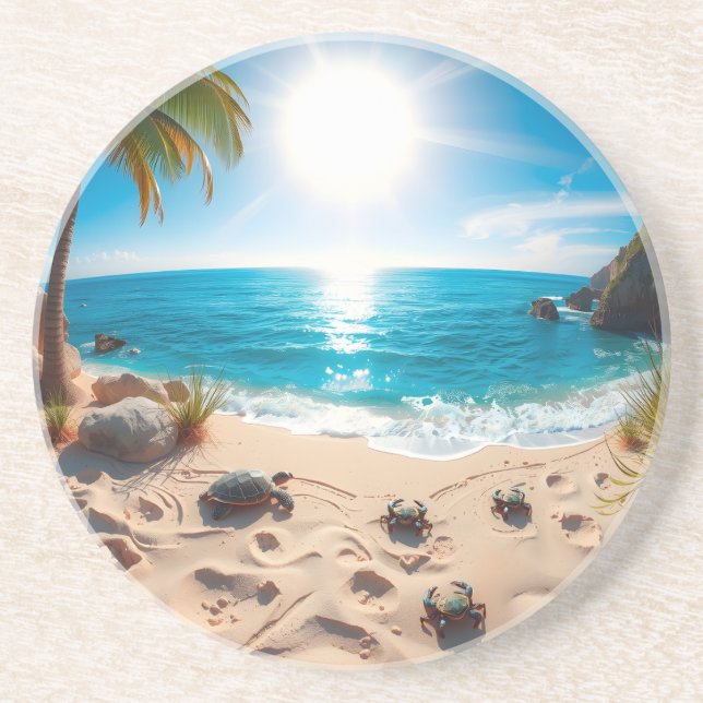 Porta-copos Teal Watercolor Sea Turtle Coastal Zen (Frente)