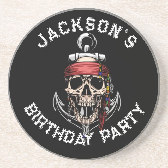 Porta-copos Tema Pirata Crânio Adulto do Partido Branco (Frente)