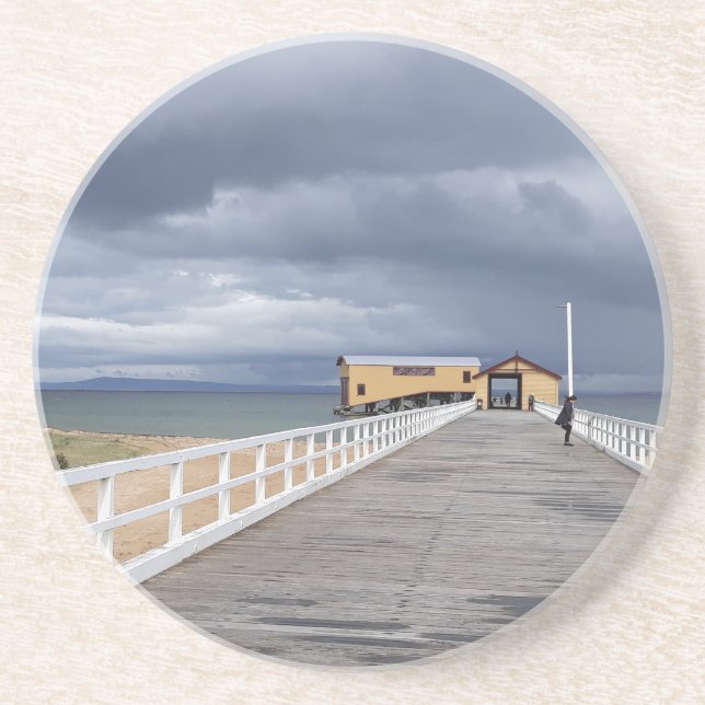 Porta-copos Tempestade Sobre o Pier de Queenscliff (Frente)