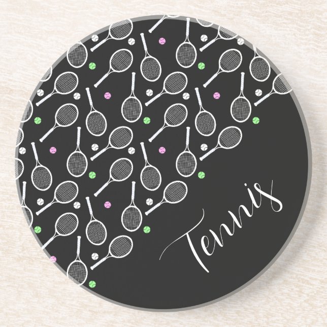 Porta-copos Tennis Rackets and Balls Black Extravagant  (Frente)