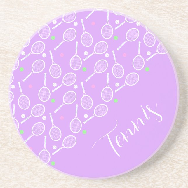 Porta-copos Tennis Rackets and Balls Lilac  Coaster (Frente)