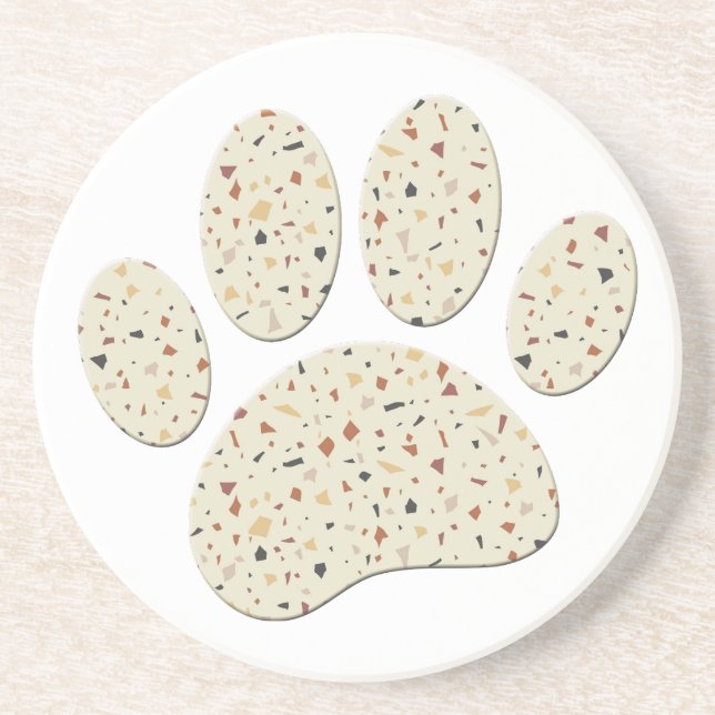 Porta-copos Terrazzo Dog Pawprint Art (Frente)