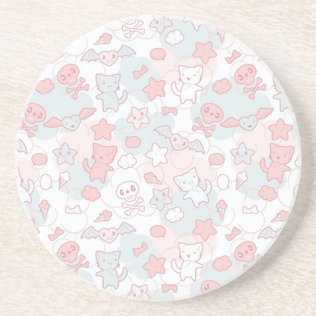 Porta-copos teste padrão do kawaii com doodle (Frente)