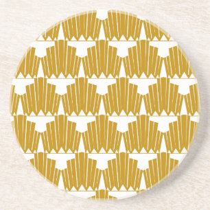Porta-copos Teste padrão Dourado & branco do art deco do