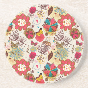 Porta-copos Teste padrão floral no estilo retro 4