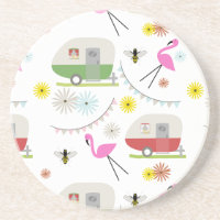 Teste padrão retro do reboque & dos flamingos