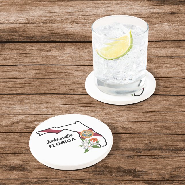 Porta-copos Texto Personalizado Sinalizador Flor e Flor Laranj (Criador carregado)