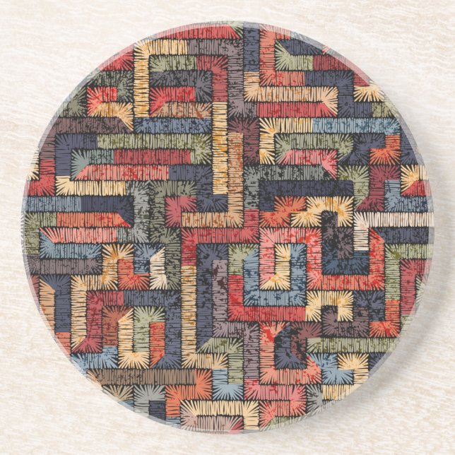 Porta-copos Textura geométrica bordada, étnica (Frente)