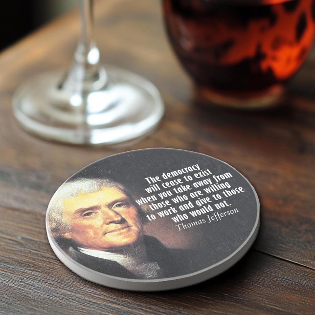 Porta-copos Thomas Jefferson Citação do Socialismo (Thomas Jefferson Quote Coaster)