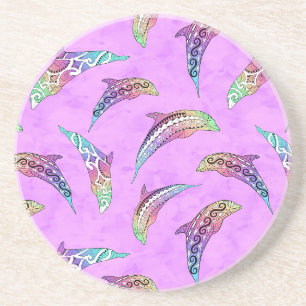 Porta-copos Tie Dye Pink Marine Animal Dolphins Marlins