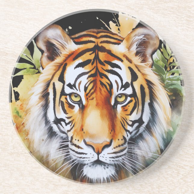 Porta-copos Tiger Pastel Flowers Safari Watercolor Savannah (Frente)