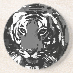 Porta-copos Tigre Pop de Arte Preto Branco
