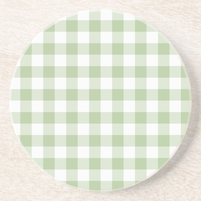 Porta-copos Tiny Sage and White Gingham (Frente)