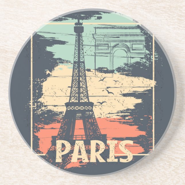 Porta-copos Tipografia de Paris: abstrato Eiffel poster. (Frente)