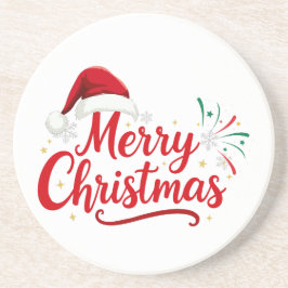 Porta-copos Tipografia Feliz Natal com Chapéu de Papai Noel e
