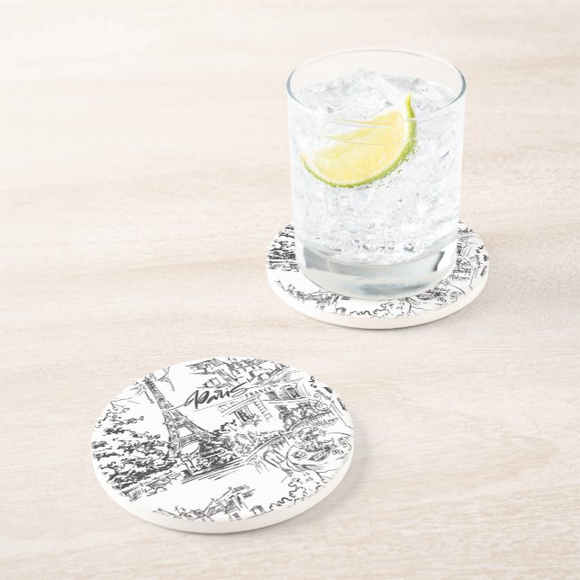 Porta-copos Toile Torre Eiffel de Paris Negro (Lateral)