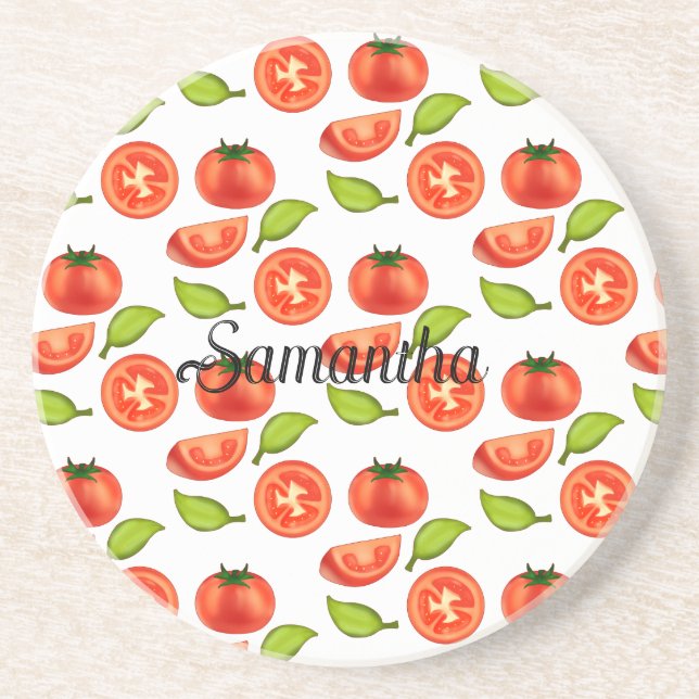 Porta-copos Tomates E Folhas De Orégãos (Frente)