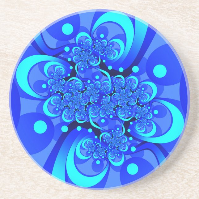 Porta-copos Tons de Azul Arte Fractal Abstrata Moderna (Frente)