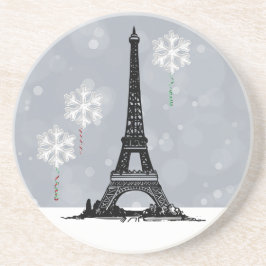 Porta-copos Torre Eiffel de inverno, Natal em Floco de Neve