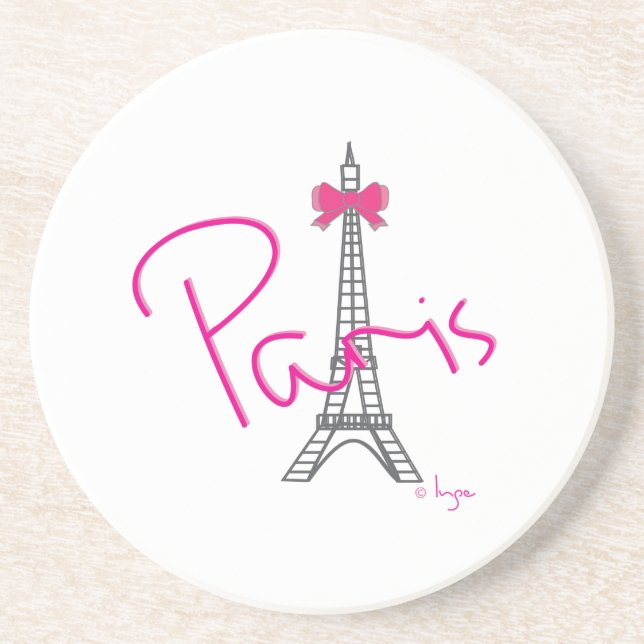 Porta-copos Torre Eiffel de Paris com arco rosa (Frente)