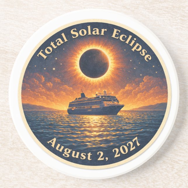 Porta-copos Total Solar Eclipse August 2 2027 cruise ship  (Frente)