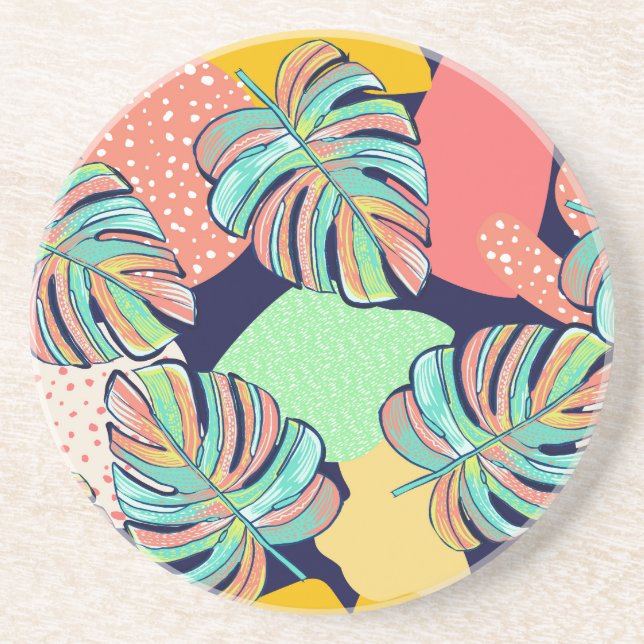 Porta-copos Trabalho de arte Tropical: Monstera Design (Frente)