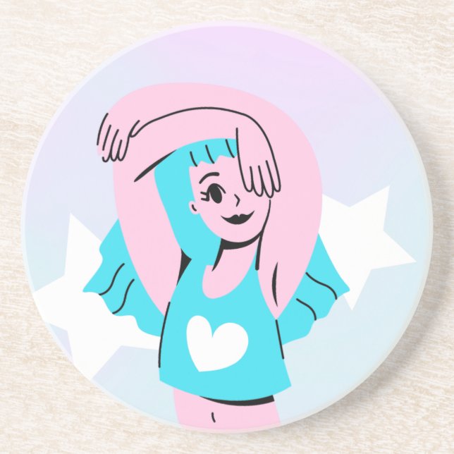 Porta-copos trans art on sandstone coaster (Frente)