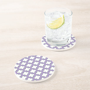Porta-copos Trellis branca e roxa, lete, quatrefoil