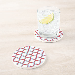 Porta-copos Trellis branca e vermelha, lete, quatrefoil
