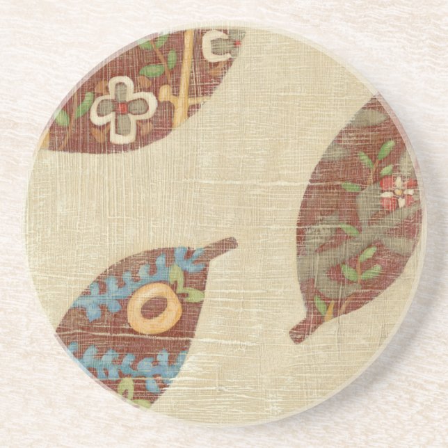 Porta-copos Três Folhas no Fundo de Textura Linen (Frente)