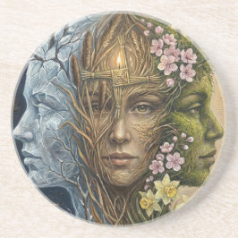 Porta-copos Triple Goddess Winter to Spring Imbolc Fantasy Art