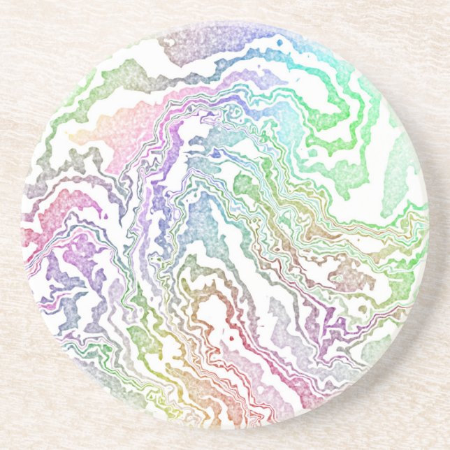 Porta-copos Trippy Boho Marbled Colorful Rainbow Abstrato (Frente)