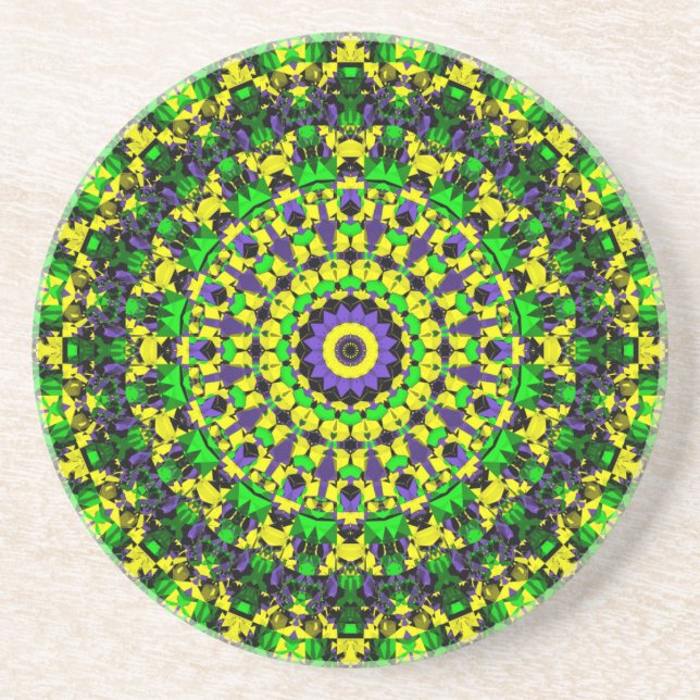 Porta-copos Trippy Groovy Retro Hippie Colorful Mandala Art (Frente)
