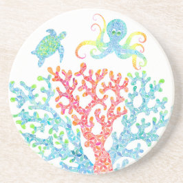 Porta copos tropical de coral