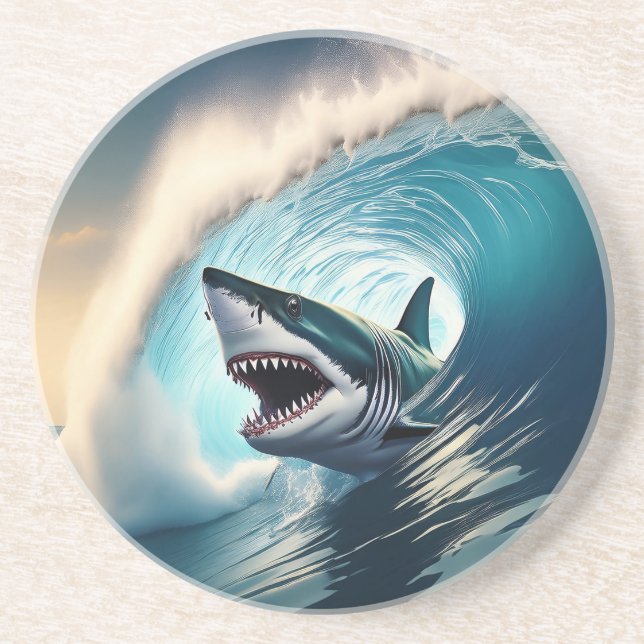 Porta-copos Tubarão e mordida (Frente)