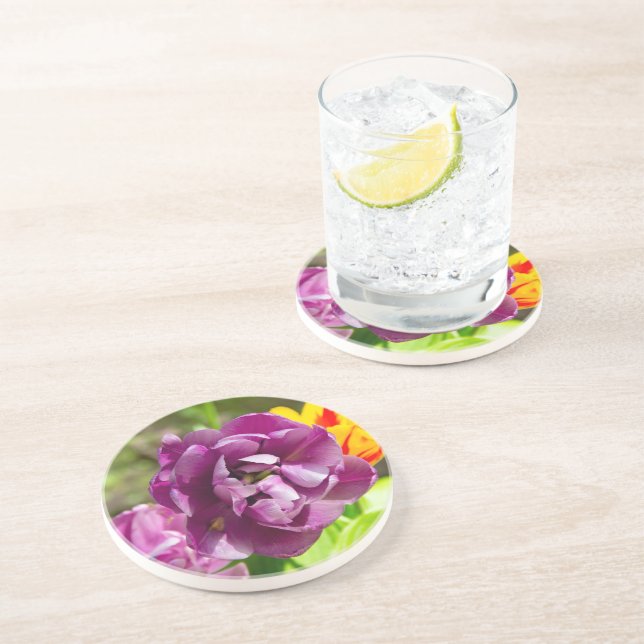 Porta-copos Tulipas lilás num dia ensolarado (Lateral)