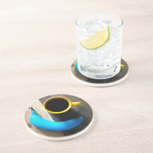 Porta-copos Turquesa Banana e Mug de Café Amarelo - Pop
